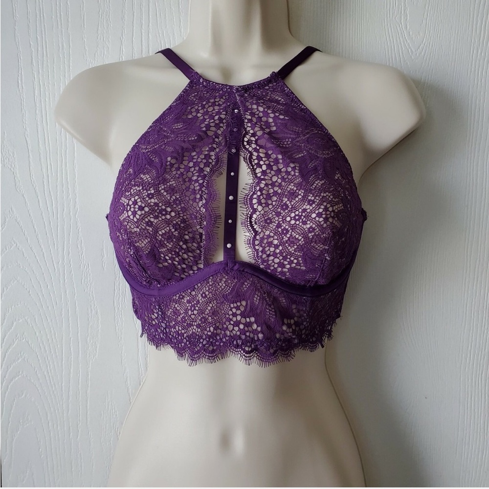 Victoria's Secret NWOT Sexy Purple Lace High-Neck Bralette